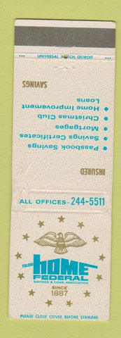Matchbook Cover - Home Federal Savings MI WORN