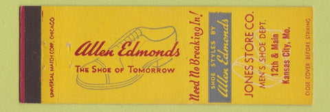 Matchbook Cover - Allen Edmonds Shoes Jones Kansas City MO