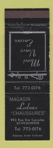 Matchbook Cover - Ledoux Chaussures St Hyacinthe QC