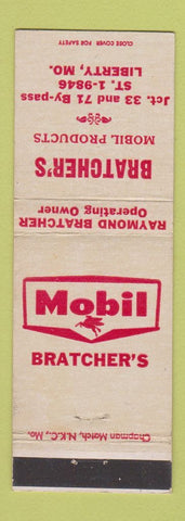 Matchbook Cover - Mobil oil gas Bratcher's Liberty MO
