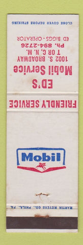 Matchbook Cover - Mobil oil gas Ed's Truth or Consequences NM WEAR
