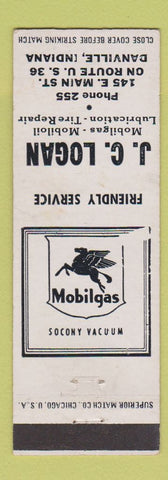 Matchbook Cover - JC Logan Mobil oil gas Danville IL
