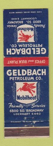 Matchbook Cover - Geldbach Mobil oil gas