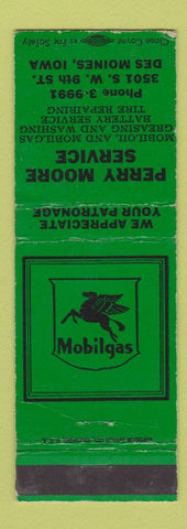 Matchbook Cover - Perry Mobil oil gas Des Moines IA