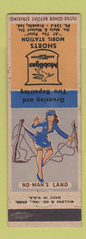 Matchbook Cover - Mobil oil gas Shorts Franklin IN pinup