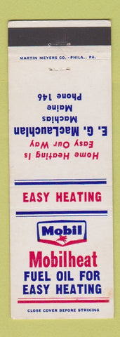 Matchbook Cover - Mobil oil gas EG MacLauchlan Machias ME heating
