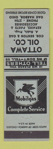 Matchbook Cover - Ottawa Mobil oil gas Oak Harbor OH