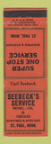 Matchbook Cover - Seebeck's Mobil oil gas St Paul MN MISCUT