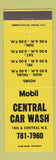 Matchbook Cover - Mobil oil gs Central Car Wash