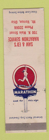 Matchbook Cover - Marathon oil gas Sam & Ed's Mount Vernon OH WEAR