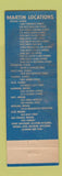 Matchbook Cover - Martin Xtra Special oil gas WEAR