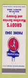 Matchbook Cover - Marathon oil gas Grody's Grocery Quincy OH
