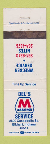Matchbook Cover - Del's Marathon oil gas Elkhart IN