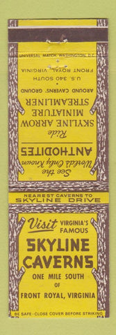Matchbook Cover - Skyline Caverns Front Royal VA