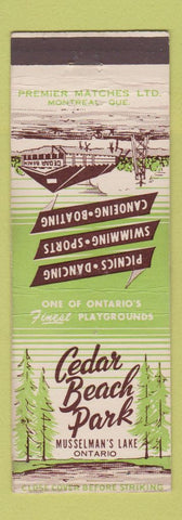 Matchbook Cover - Cedar Beach Park Musselman's Lake ON