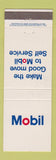 Matchbook Cover - Mobil oil gas Self Service