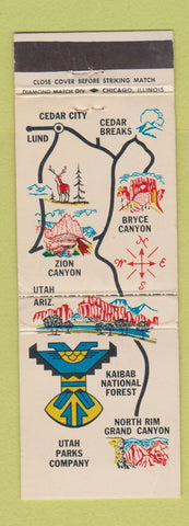 Matchbook Cover - Utah Parks Cedar City UT CREASE