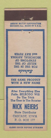 Matchbook Cover - Nick NeiersSelrodo for Asthma Cascade IA ARROW