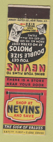 Matchbook Cover - Nevins Stores Photo Reproductions Philadelphia PA