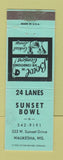 Matchbook Cover - Sunset Bowling Lanes Waukesha WI WEAR