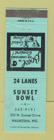 Matchbook Cover - Sunset Bowling Lanes Waukesha WI WEAR