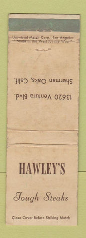 Matchbook Cover - Hawley's Steaks Sherman Oaks CA WORN