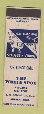 Matchbook Cover - The White Spot Auburn NE