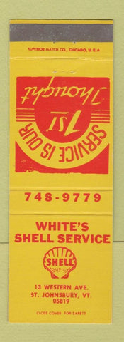Matchbook Cover - White's Shell oil gas St Johnsbury VT