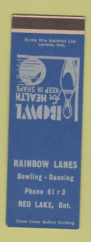 Matchbook Cover - Rainbow Lanes Bowling Red Lake ON