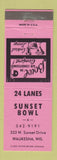 Matchbook Cover - Sunset Bowling Waukesha WI