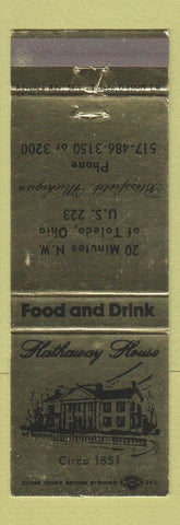 Matchbook Cover - Hathaway House Blissfield MI