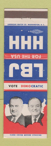 Matchbook Cover - Lyndon B Johnson for President Hubert H Humphrey