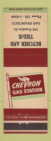 Matchbook Cover - Chevron oil gas Butcher and Tiedje San Francisco CA