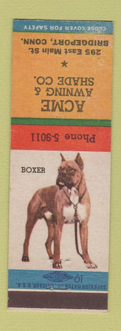 Matchbook Cover - Acme Awning and Shade Bridgeport CT Boxer
