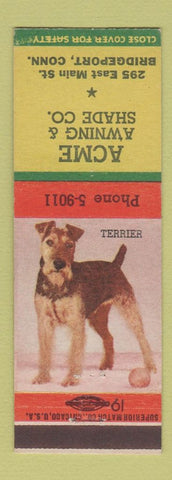Matchbook Cover - Acme Awning and Shade Bridgeport CT Terrier