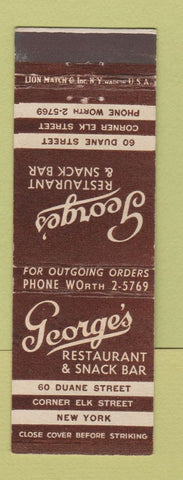 Matchbook Cover - George's Restaurant New York City