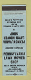 Matchbook Cover - Pennsylvania Lawn Mower Shop Los Angeles CA
