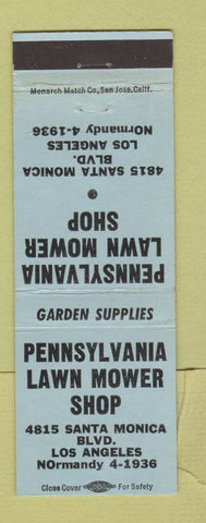 Matchbook Cover - Pennsylvania Lawn Mower Shop Los Angeles CA