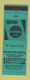 Matchbook Cover - Webster Bros Garden Lawn Mowers Finleyville PA