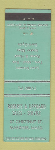 Matchbook Cover - Roberts Uppgard Lawn Mowers Toro Reo Ideal Gardner MA