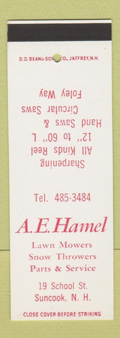 Matchbook Cover - AE Hamel Lawn Mowers Suncook NH DD Bean