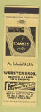 Matchbook Cover - Webster Bros Garden Lawn Mowers Finleyville PA