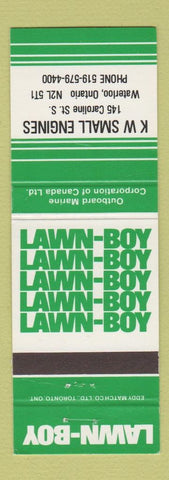 Matchbook Cover - Lawn Boy Lawn Mowers KW Small Engines Waterloo ON