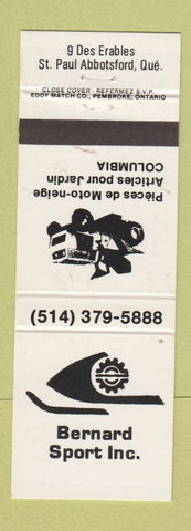 Matchbook Cover - Bernard Sport Ski Doo Snowmobiles St Paul Abbotsford QC