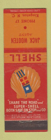 Matchbook Cover - Shell oil gas Jack Wooten Kingston NC