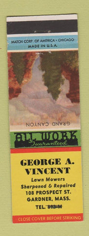 Matchbook Cover - George Vincent Lawn Mowers Gardner MA