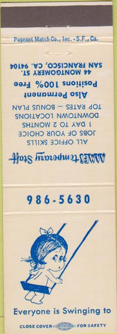 Matchbook Cover - Aames Temp agency empolyment San Francisco CA