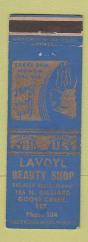 Matchbook Cover - Lavoyl Beauty Shop Goose Creek TX