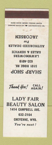 Matchbook Cover - Lady Fair Beauty Salon Cheyenne WY