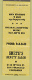 Matchbook Cover - Grete's Beauty Salon San Francisco CA